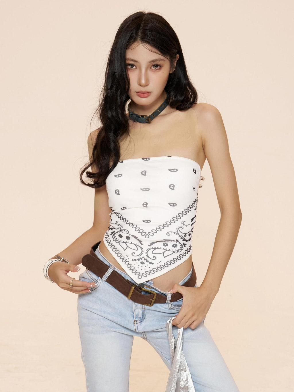 ZERO Built In Pad High Stretch Slim Printed Korean Casual Cropped Women Tube Tops