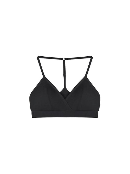 ZERO Backless Halter Slim Knit Cotton Cropped Streetwear Built In Bra Pad Camisoles
