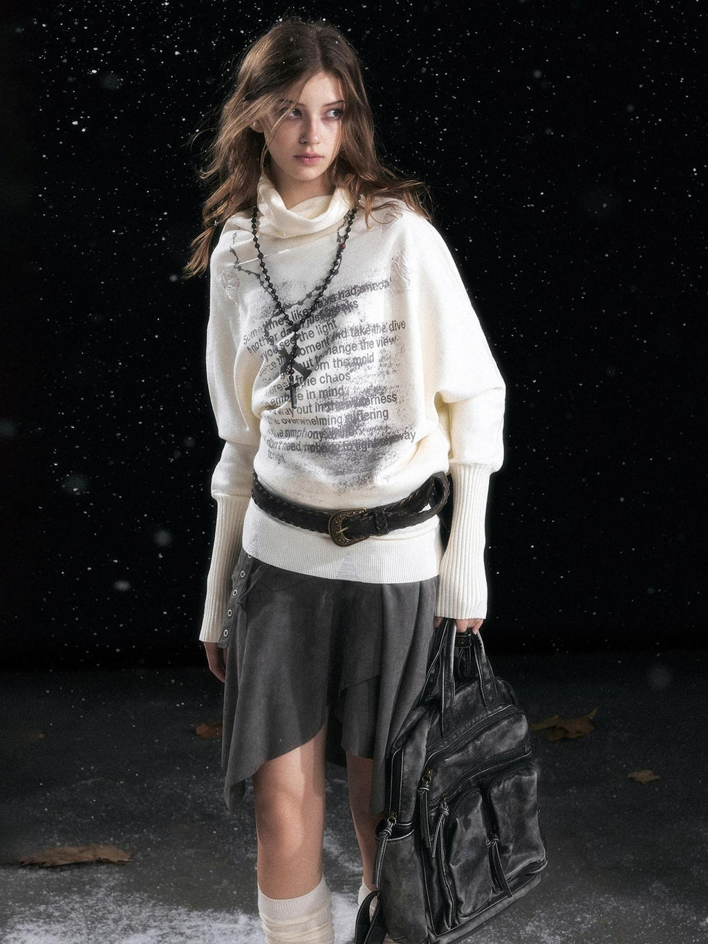 Cest Nous Cozy Thick Loose Fit Office Round Neck Pullover Women Knit Solid Sweaters