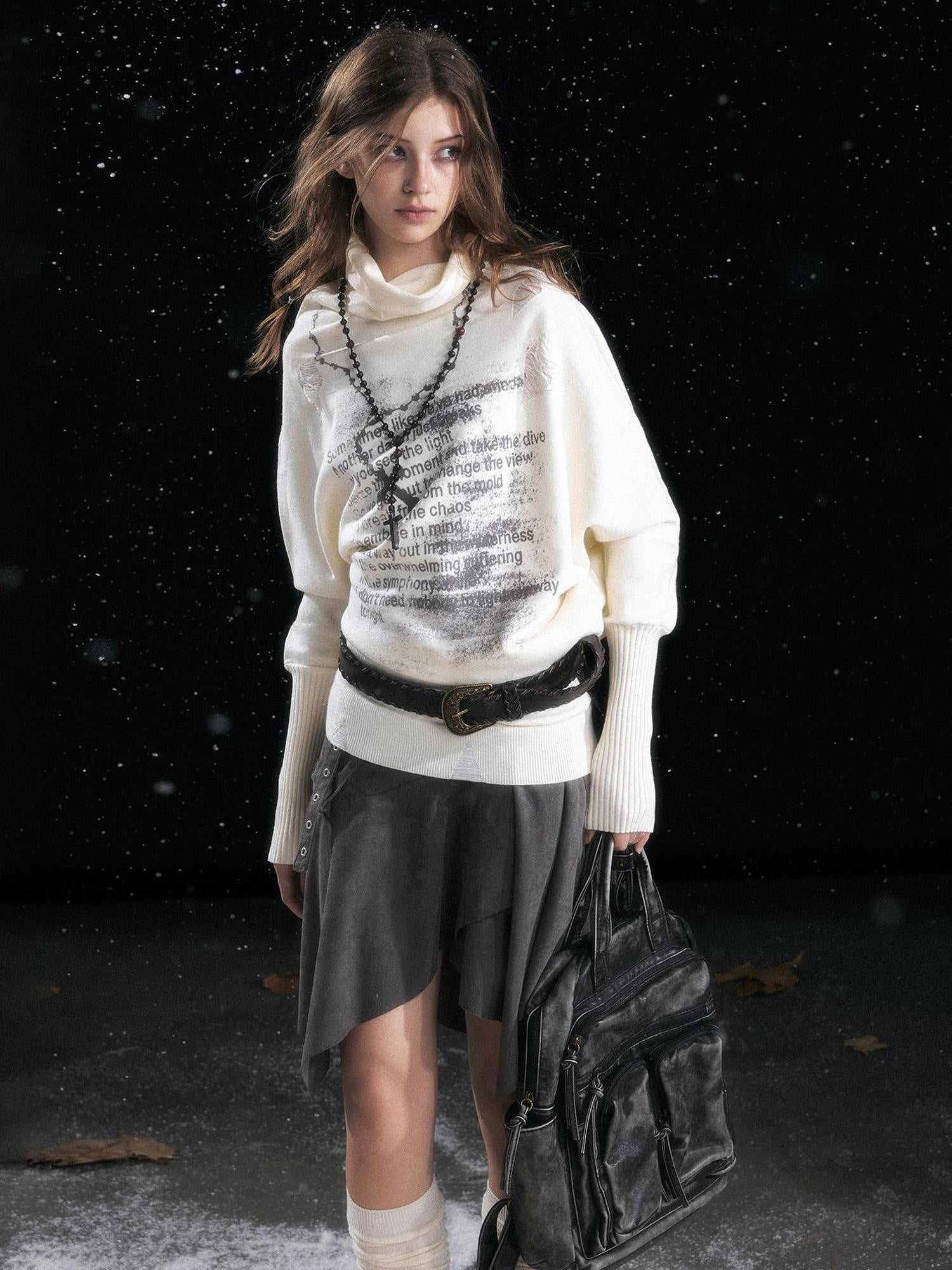 Cest Nous Cozy Thick Loose Fit Office Round Neck Pullover Women Knit Solid Sweaters