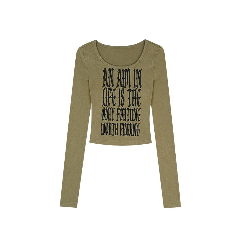 ZERO_Sexy_Viscose_Knit_Slim_Fit_Letter_Print_For_Young_Women_Long_Sleeve_Crop_Tops_MISSTT