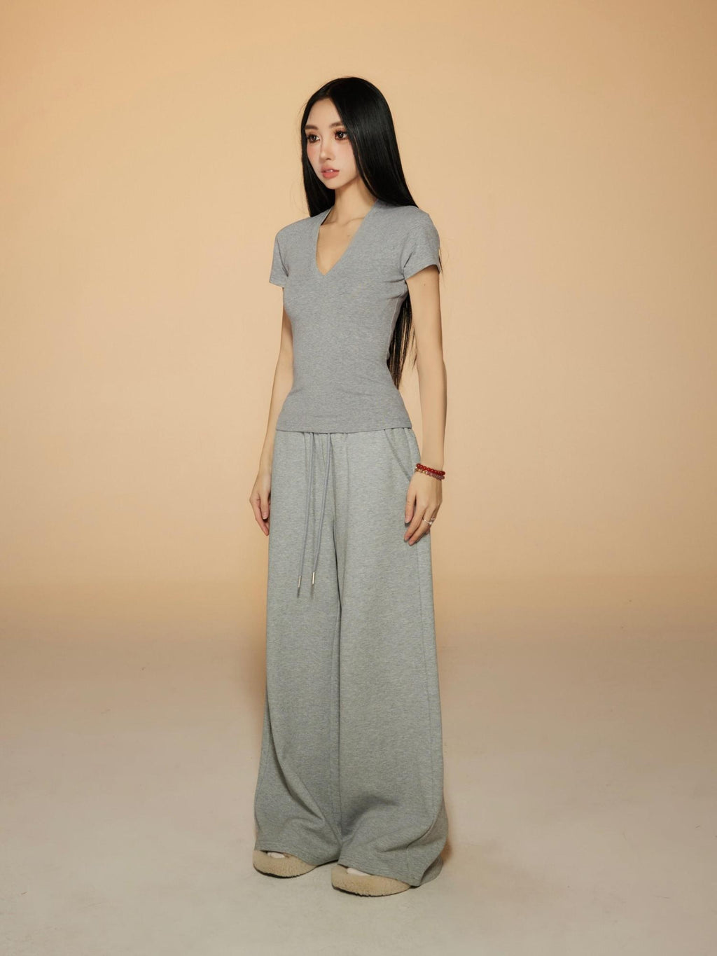 ZERO V-neck Viscose Slim Fit Street Athleisure For Women Short Sleeve T-Shirts