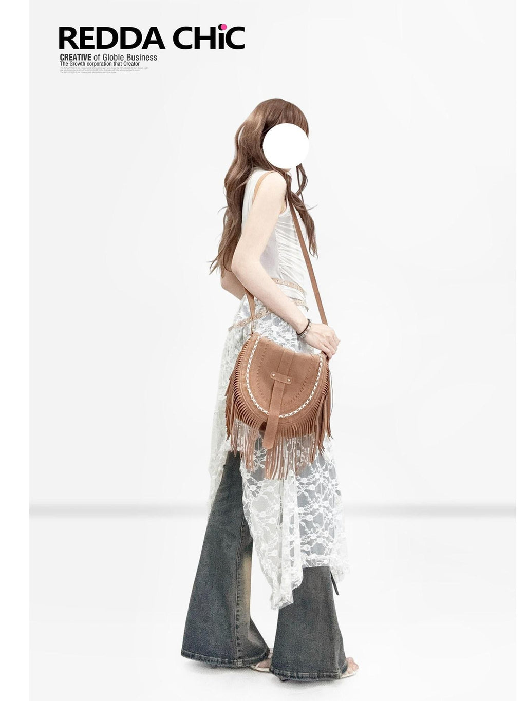 REDDACHIC Vintage Bohemian Asymmetric Spliced High Waist A Line Women'S Lace Midi Skirts