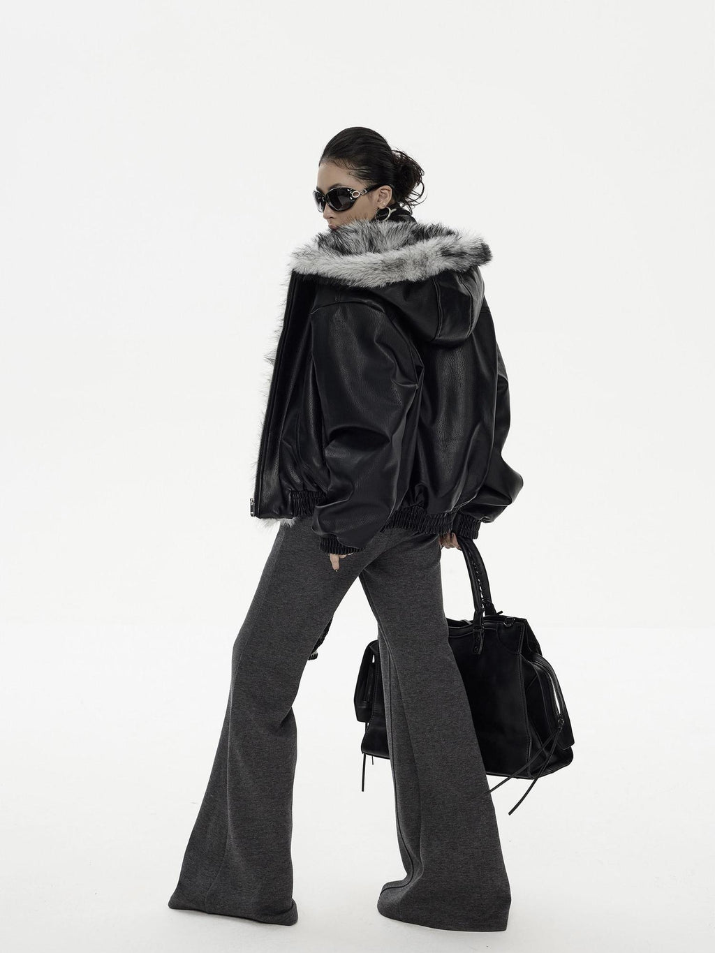 ZERO Pu Leather Hooded Zipper Thick Oversized Street Youth Black Leather Jackets