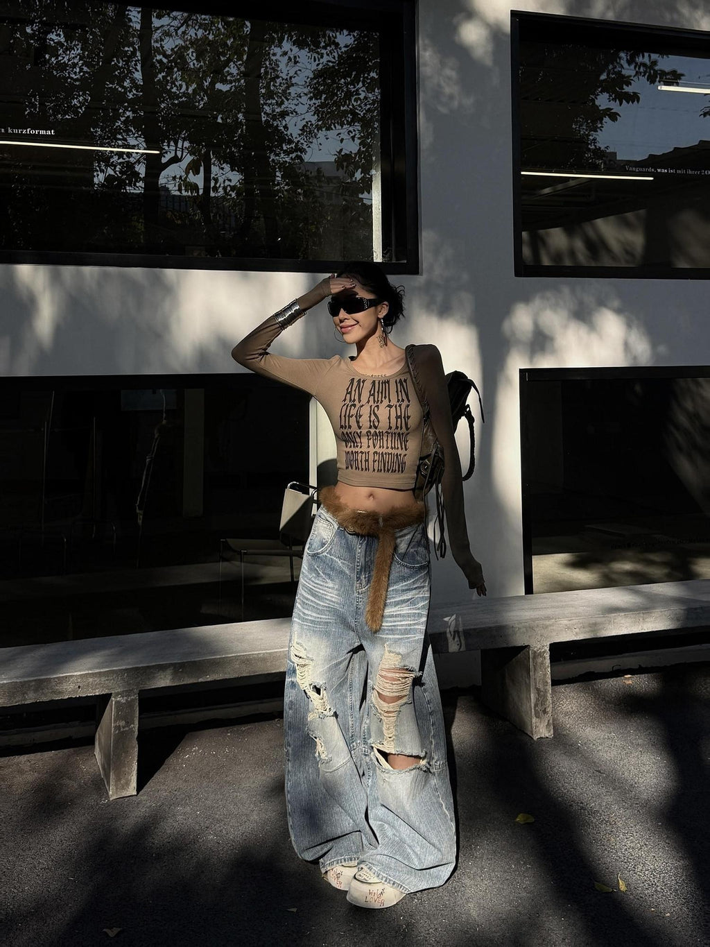 ZERO Sexy Viscose Knit Slim Fit Letter Print For Young Women Long Sleeve Crop Tops