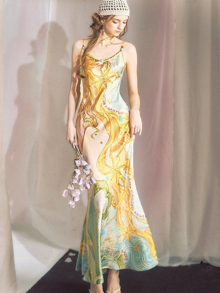 OfAkiva High Waist Floral V-neck Sleeveless A Line Casual Women Maxi Dresses