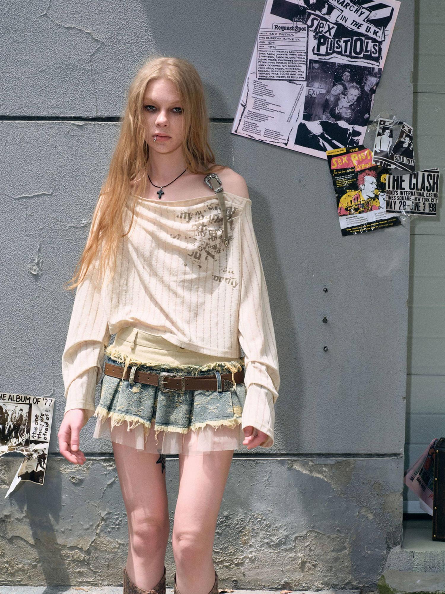 Cest Nous High Waist Ruched Pleated Spliced Cotton Blend Punk Womens Casual Miniskirts