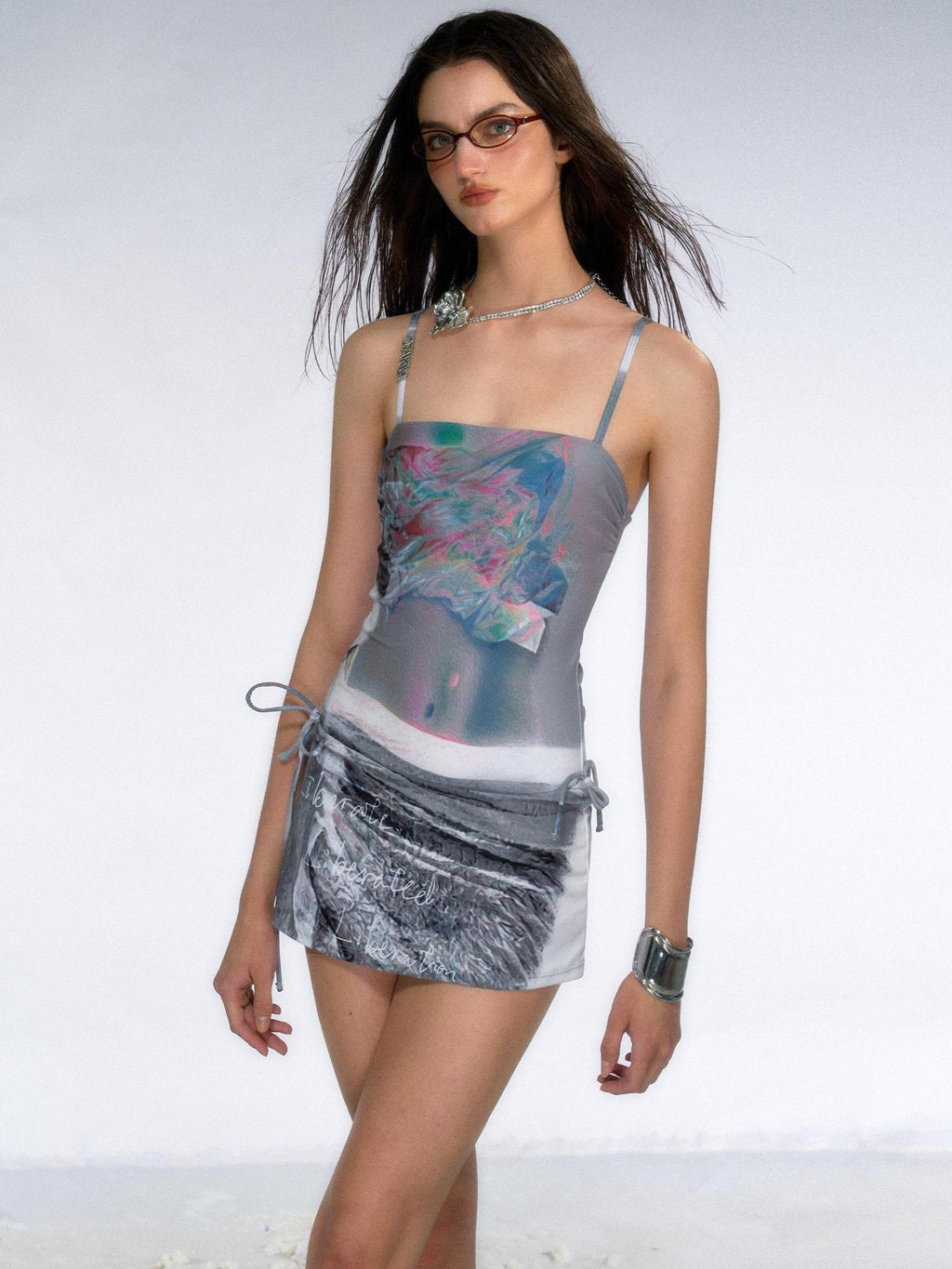 OfAkiva Polyester Cami Mini Skirt Sleek Fit Womens Party Chic Mini Dresses