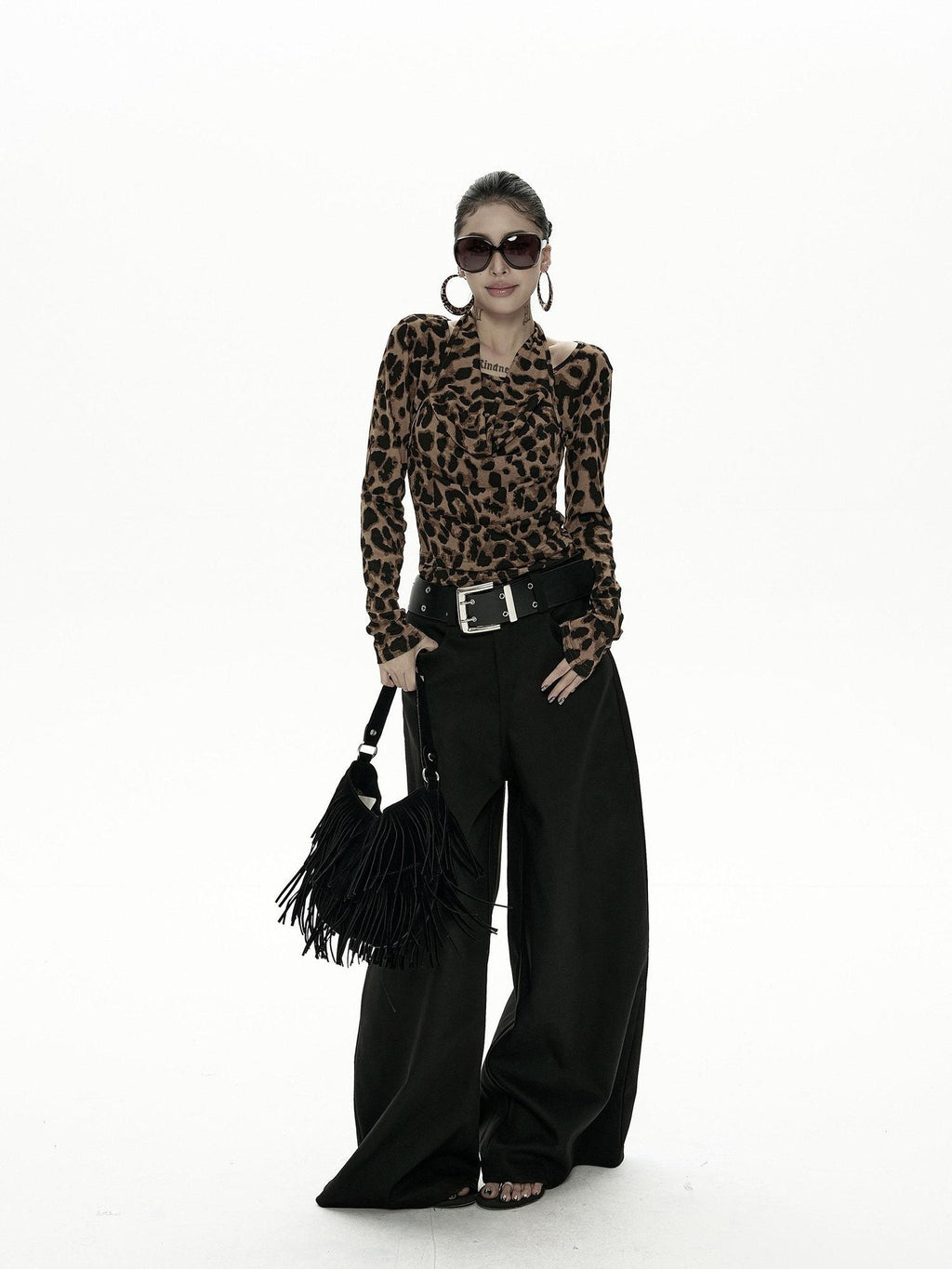 ZERO Printed Layered Slim Casual Women Leopard Zebra Long Sleeve T-Shirts