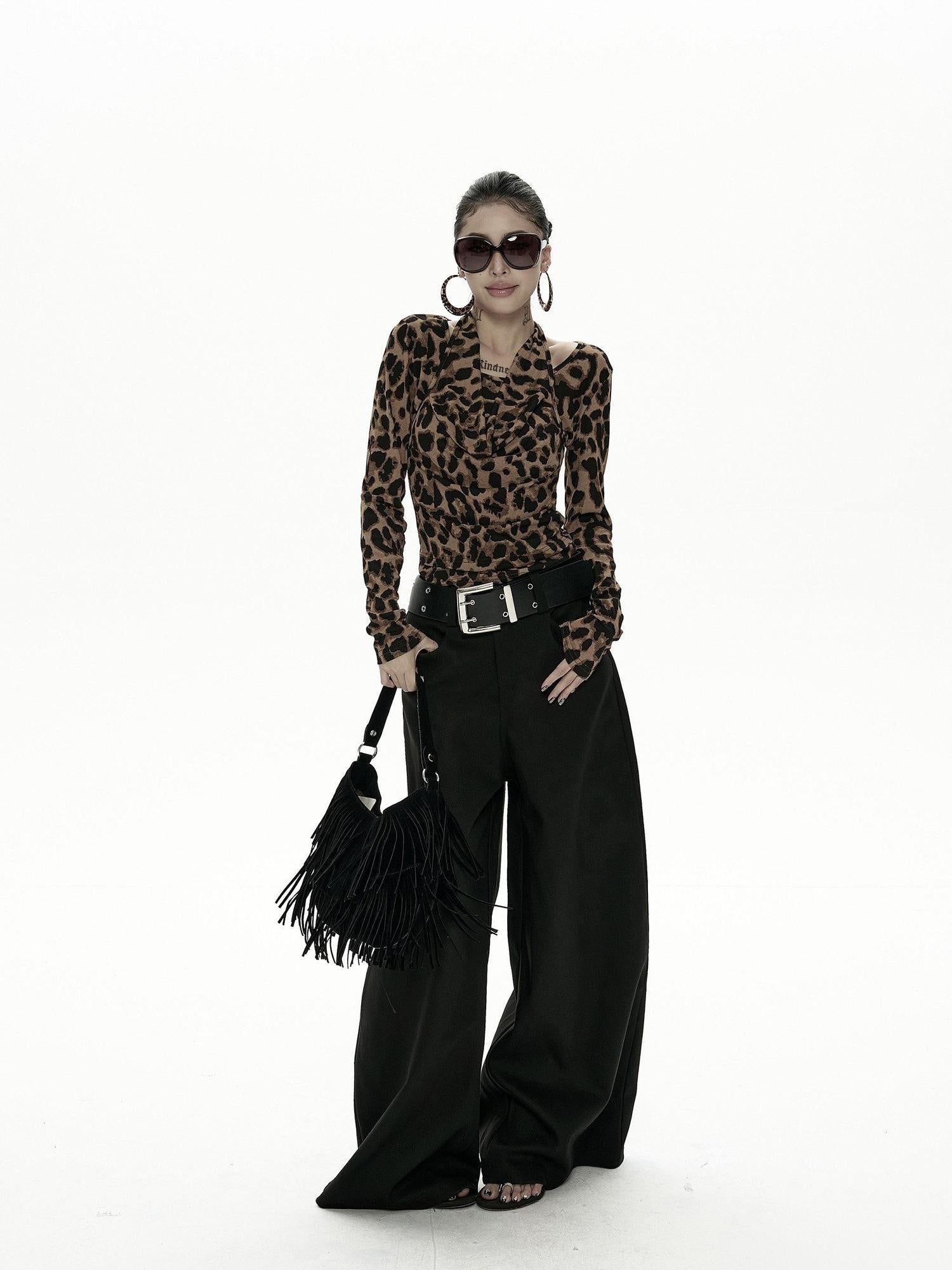 ZERO Printed Layered Slim Casual Women Leopard Zebra Long Sleeve T-Shirts