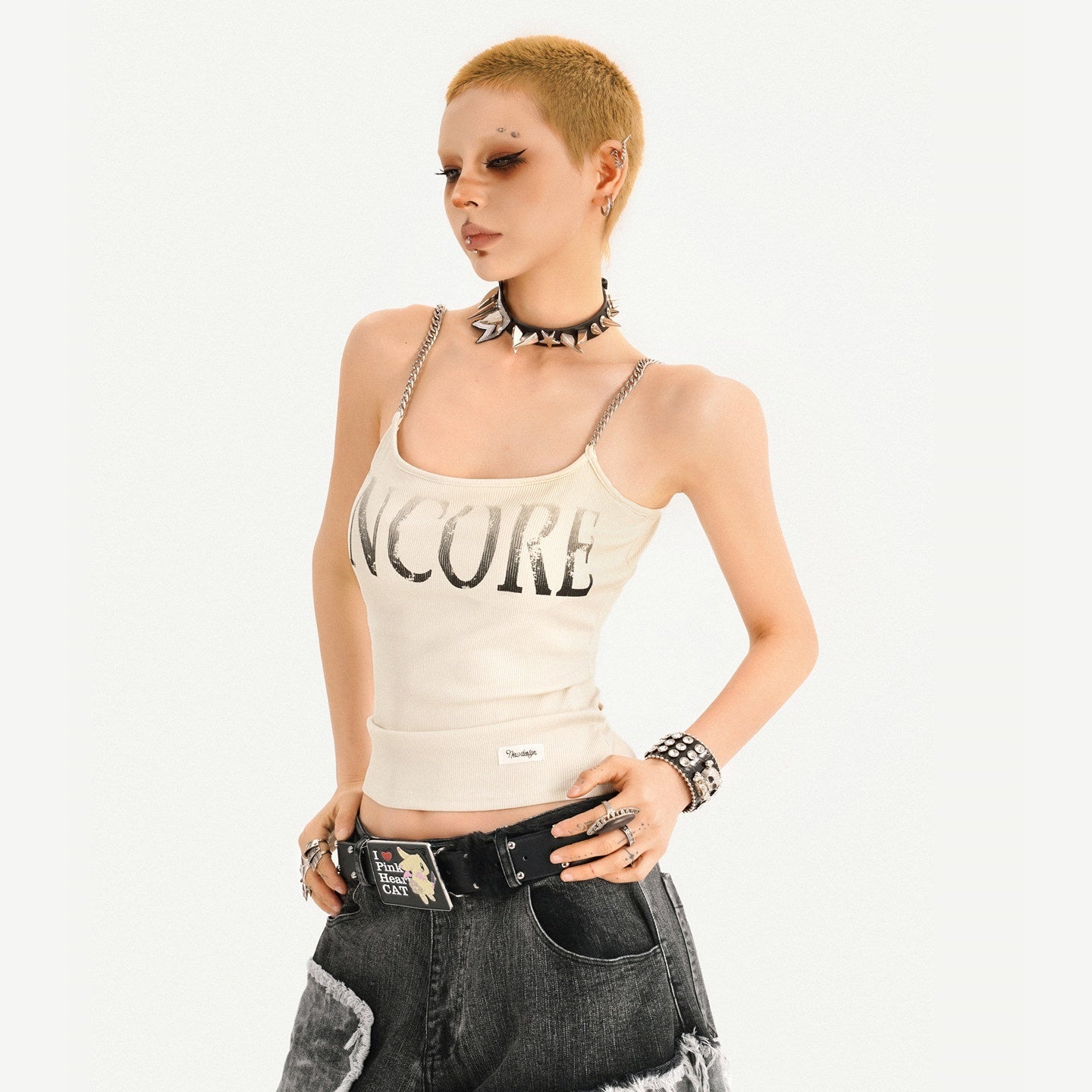 Nico_Molly_Loose_U_Neck_Printed_Short_Non_Padded_Women_Layering_Khaki_Black_Camisoles_MISSTT
