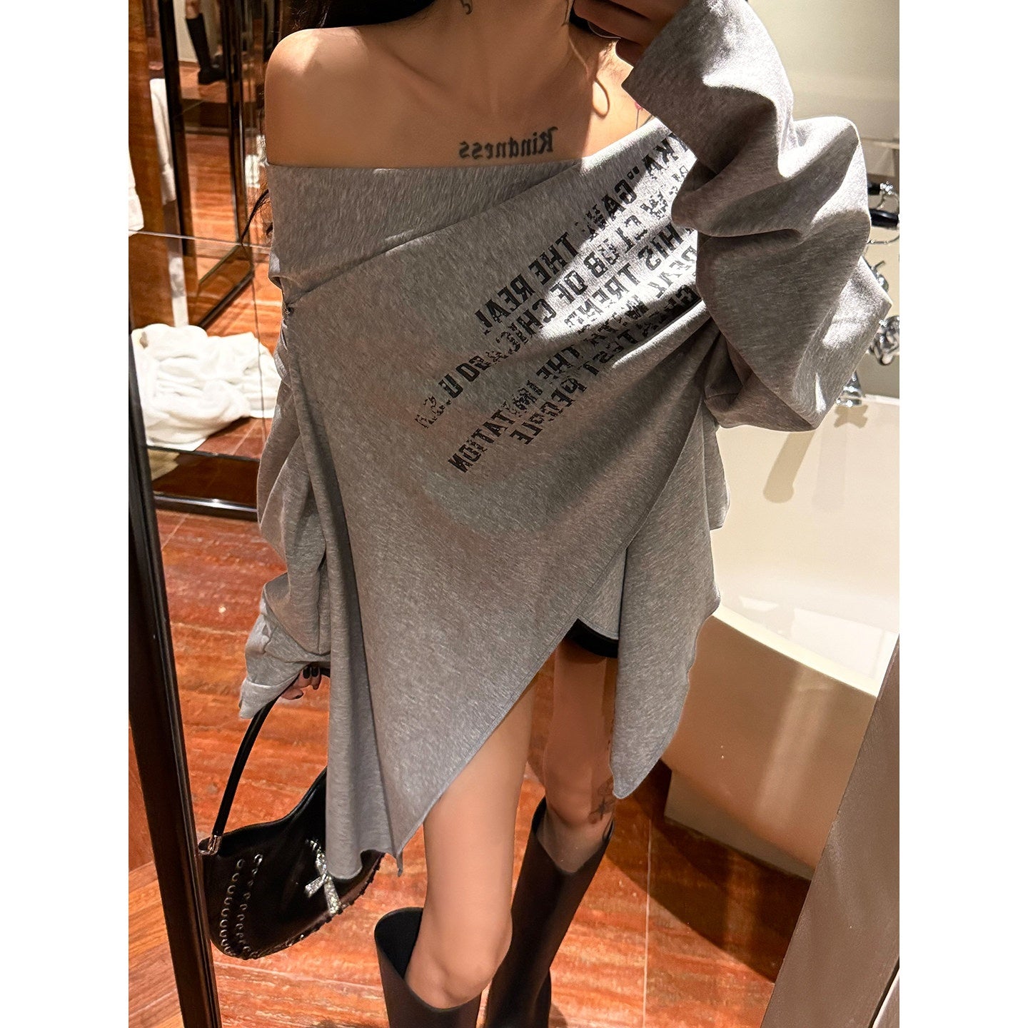 ZERO_Cotton_Printed_Faux_Layered_Casual_Pullover_Women_Gray_Long_Sleeve_T-Shirts_MISSTT