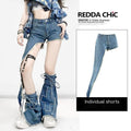 REDDACHIC_American_Vintage_Irregular_Zip_Fly_Low_Rise_Layered_Y2K_Women'S_Denim_Shorts_MISSTT
