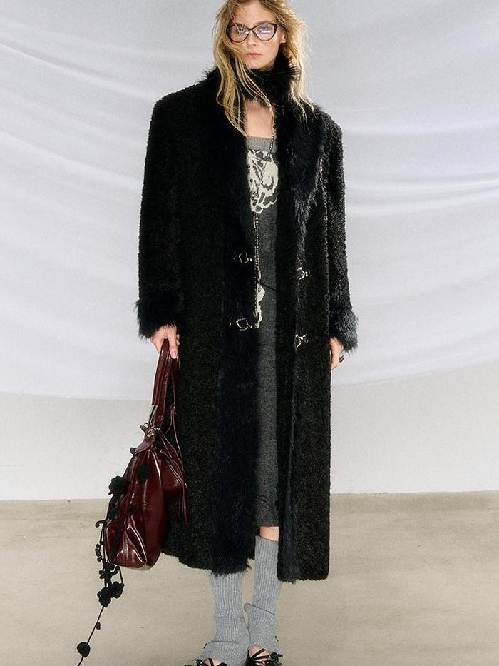 OfAkiva Warm Thick Wool Oversized Commuter Blazer Pocket Women Long Coats