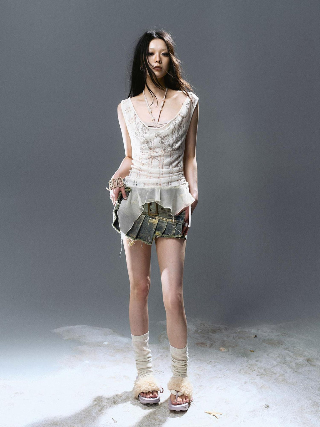 Cest Nous Asymmetrical Patchwork Chiffon Strappy Slim Fit Street Printed Minidresses