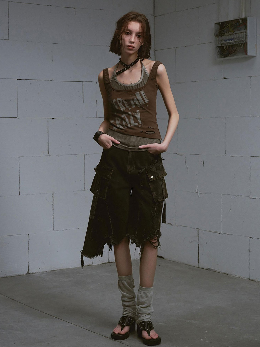 Cest Nous Ripped Patchwork Grunge High Waist Wide Leg Loose Cotton Washed Black Jeans
