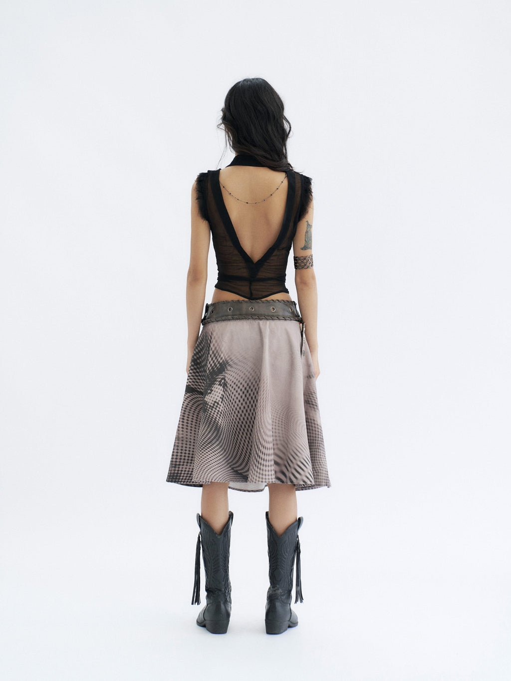 Flowers birds Market 100 Percent Cotton Tie Waist Denim A Line Mid Rise Women City Walk Midi Skirts