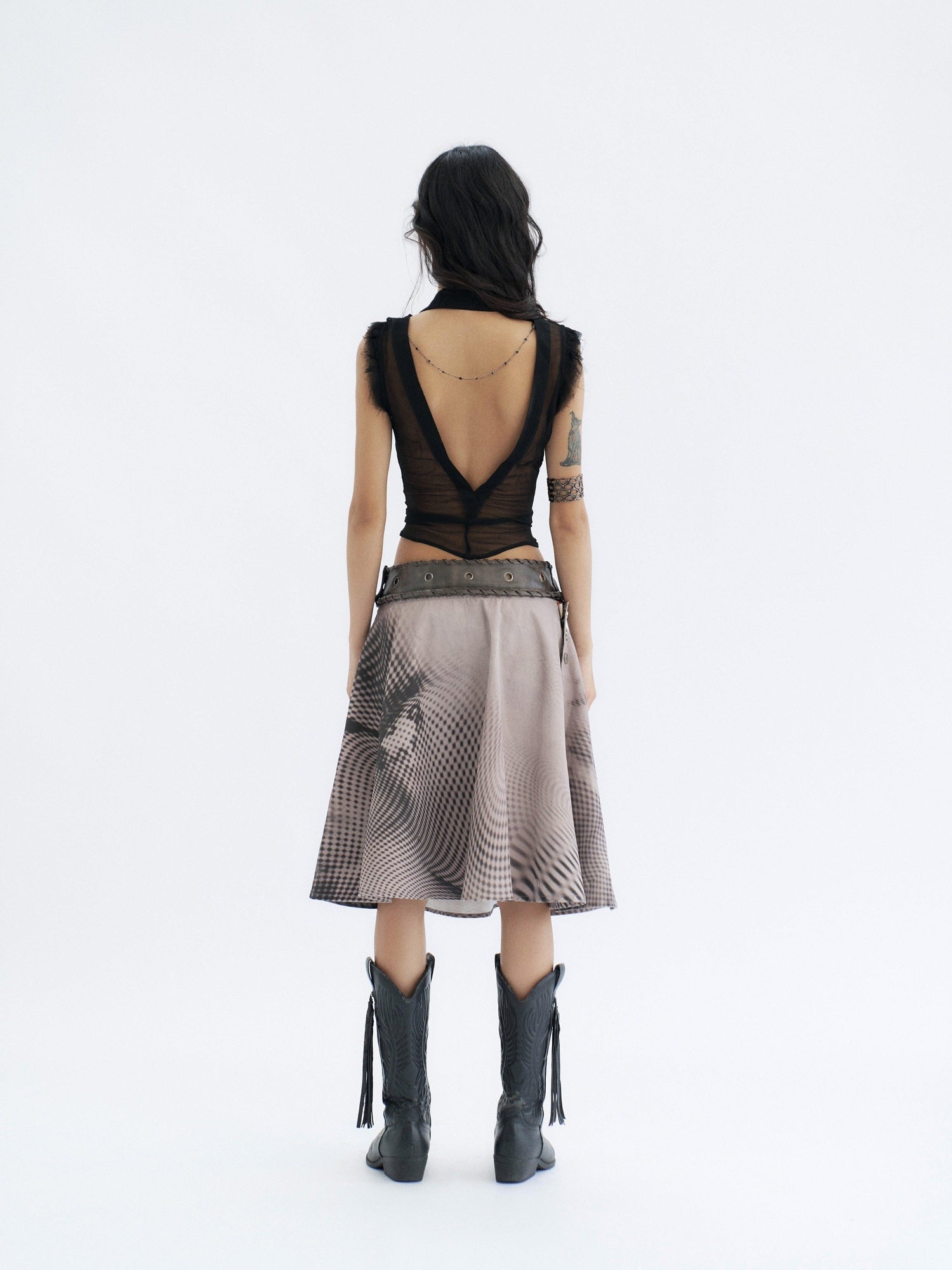 Flowers birds Market 100 Percent Cotton Tie Waist Denim A Line Mid Rise Women City Walk Midi Skirts