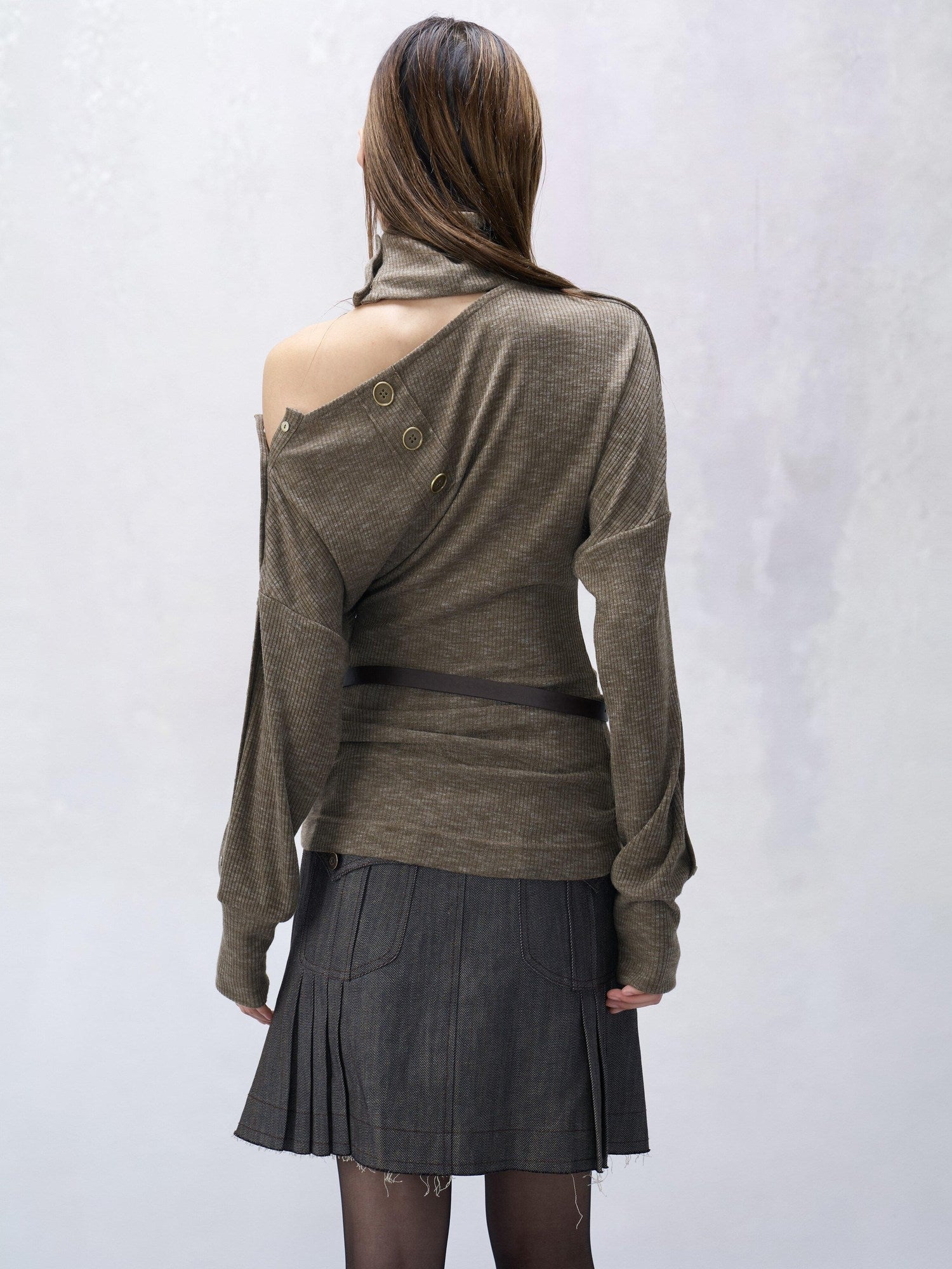 Flowers birds Market Backless Vintage Slim Fit Turtleneck Cotton Long Sleeve Women Knitwear Cardigans