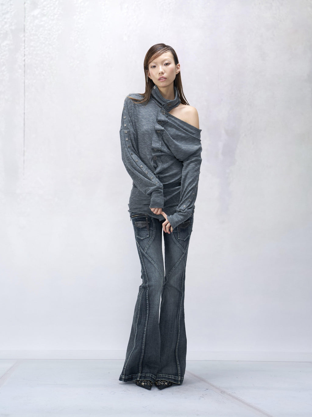 Flowers birds Market Backless Vintage Slim Fit Turtleneck Cotton Long Sleeve Women Knitwear Cardigans