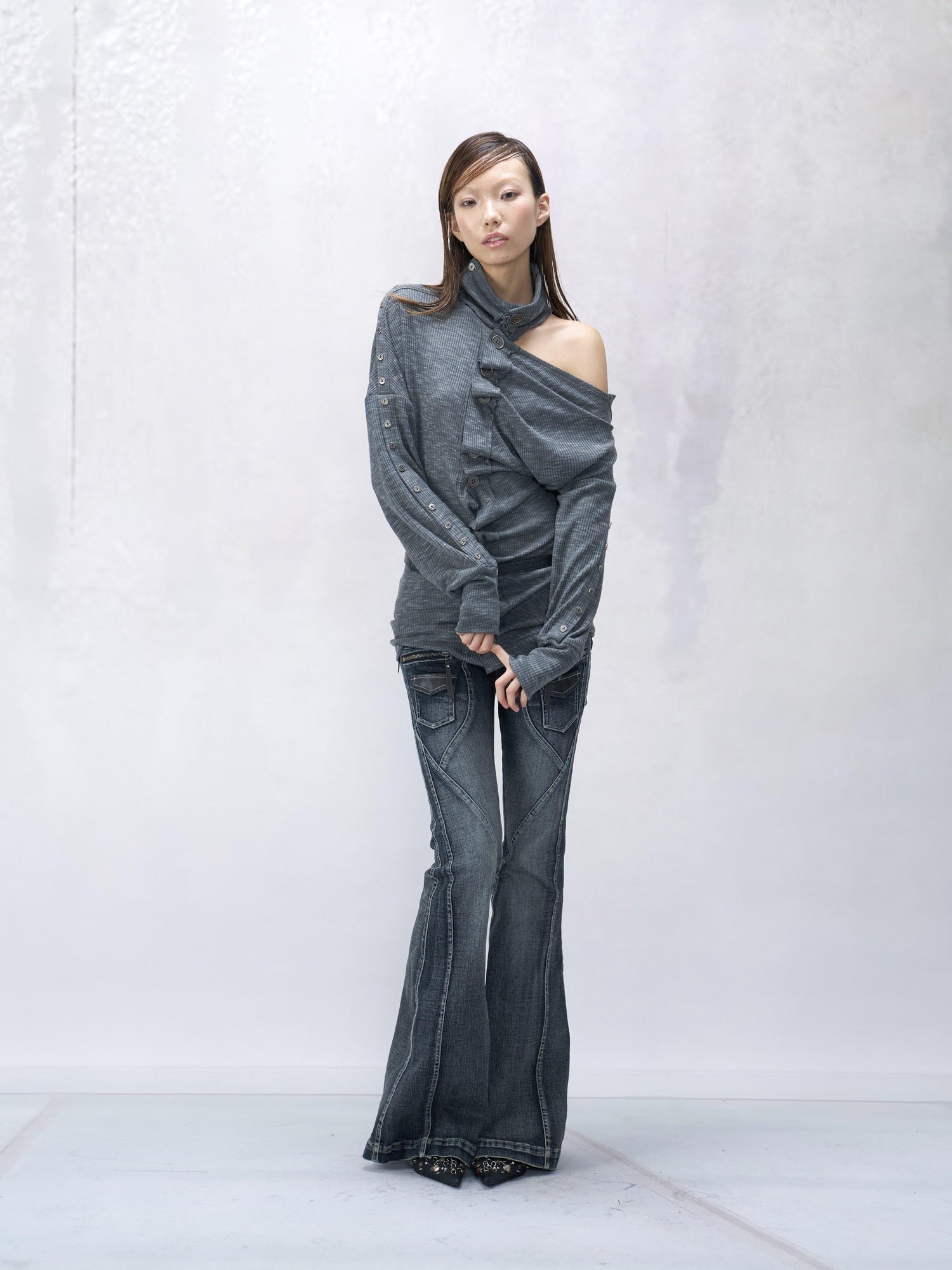 Flowers birds Market Backless Vintage Slim Fit Turtleneck Cotton Long Sleeve Women Knitwear Cardigans