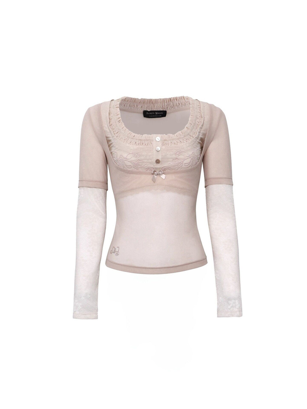 Flowers_birds_Market_Bow_Detail_Cropped_Spliced_Slim_Casual_Round_Neck_Women_Long_Sleeve_T-Shirts_MISSTT