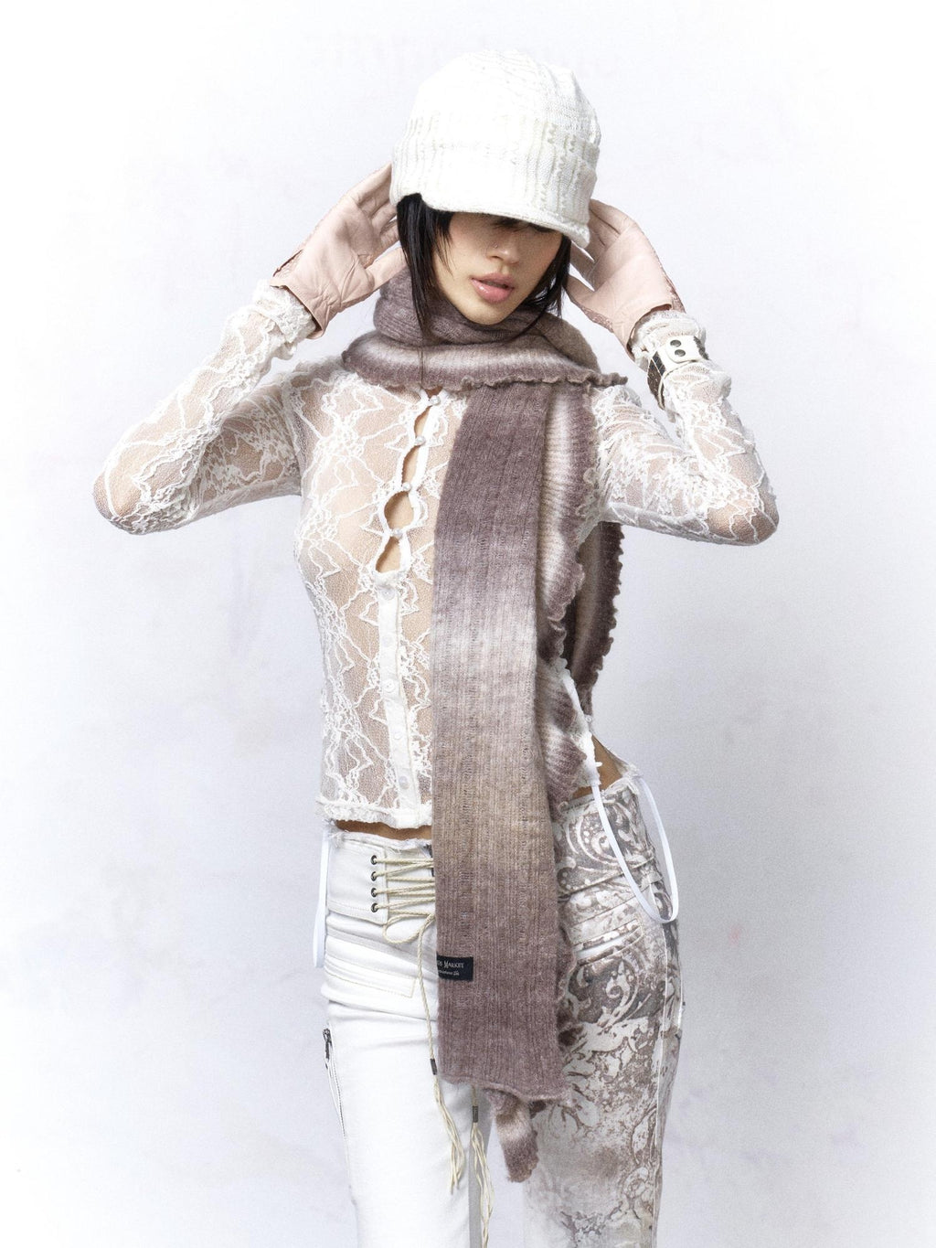 Flowers birds Market Cozy Ombre Knit Decorative Rectangular Ethnic Scarf Young Women Scarves & Shawls
