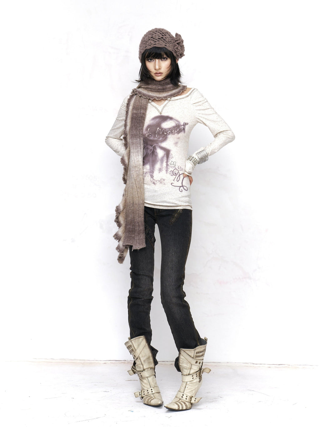 Flowers birds Market Cozy Ombre Knit Decorative Rectangular Ethnic Scarf Young Women Scarves & Shawls