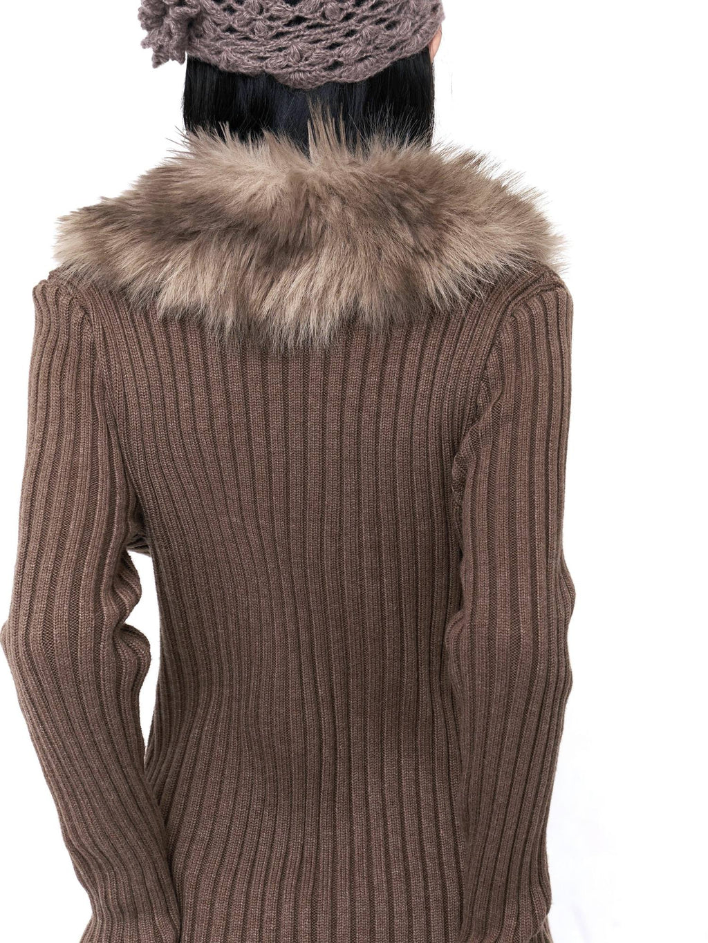 Flowers birds Market Cozy Warm Faux Fur Collar Button Front Cotton Blend Women Cardigans