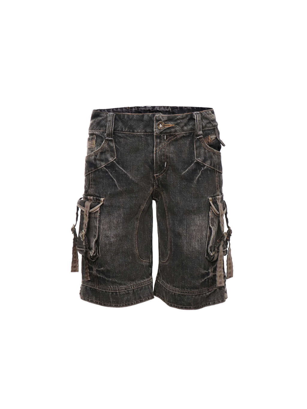 Flowers_birds_Market_High_Cotton_Micro_Stretch_Washed_Low_Rise_Straight_Pocket_Dark_Gray_Denim_Shorts_MISSTT