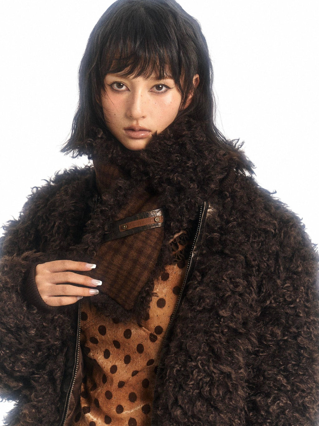 Flowers birds Market Insulated Sherpa Collar Warm Oversized Street Zip Front Women Puffer Jackets