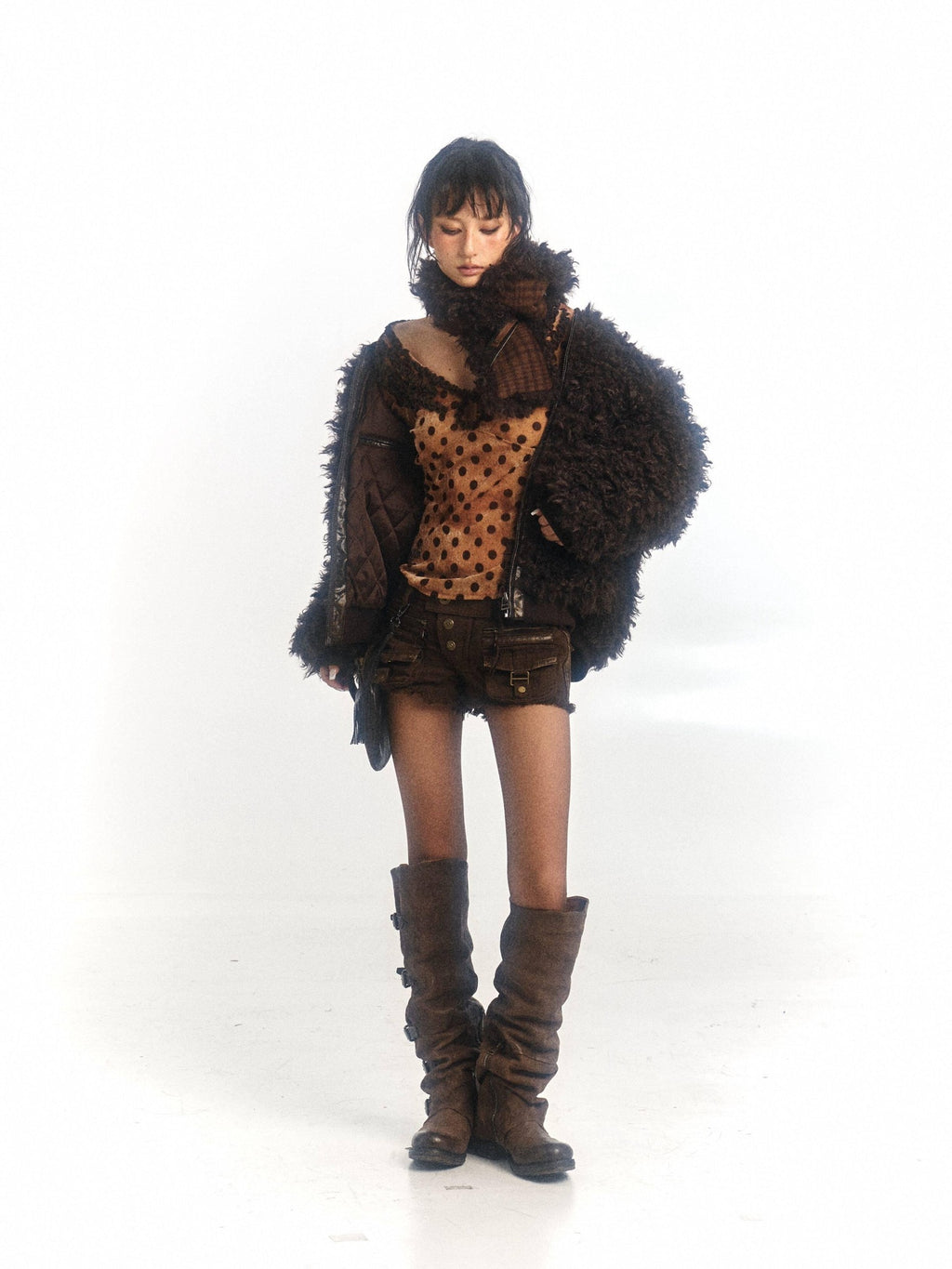 Flowers birds Market Insulated Sherpa Collar Warm Oversized Street Zip Front Women Puffer Jackets