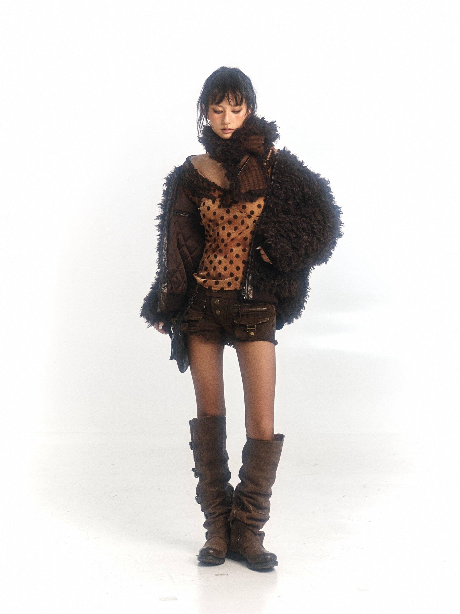 Flowers birds Market Insulated Sherpa Collar Warm Oversized Street Zip Front Women Puffer Jackets