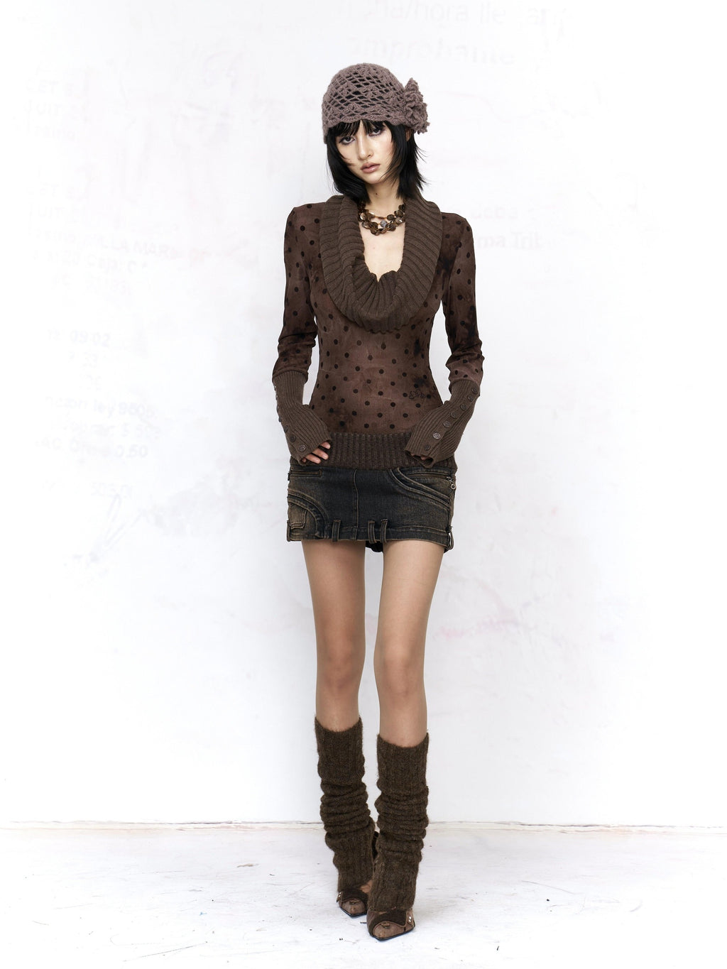 Flowers birds Market Original Design Straight Fit Low Waist Coffee 100 Percent Knit Sweaters