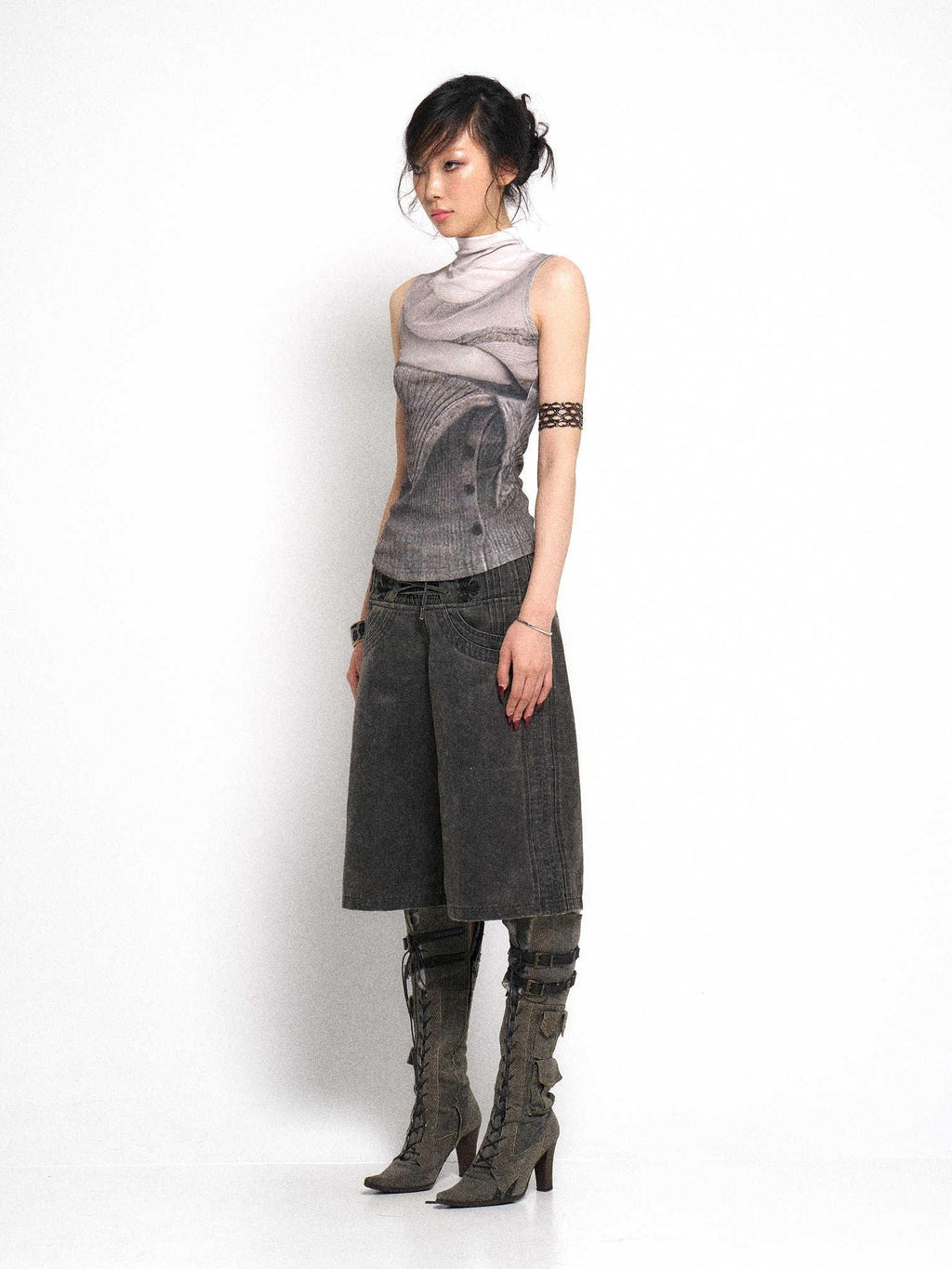 Flowers birds Market Original Soft Cotton Stretch Slim Fit Midlength Women Printed Tank Tops