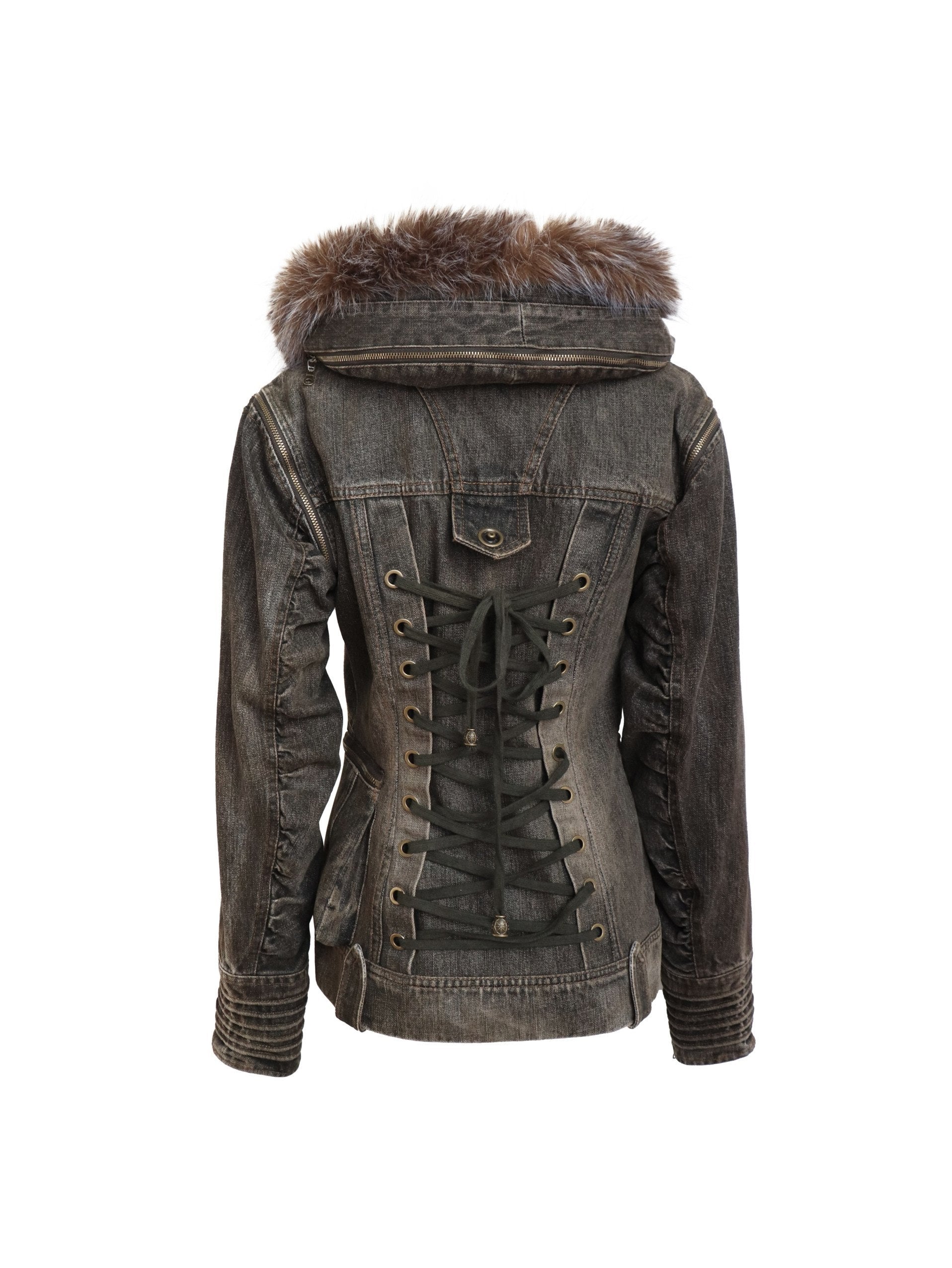 Flowers_birds_Market_Padded_Distressed_Hooded_Shearling_Collar_Slim_Street_Zip_Denim_Jackets_MISSTT