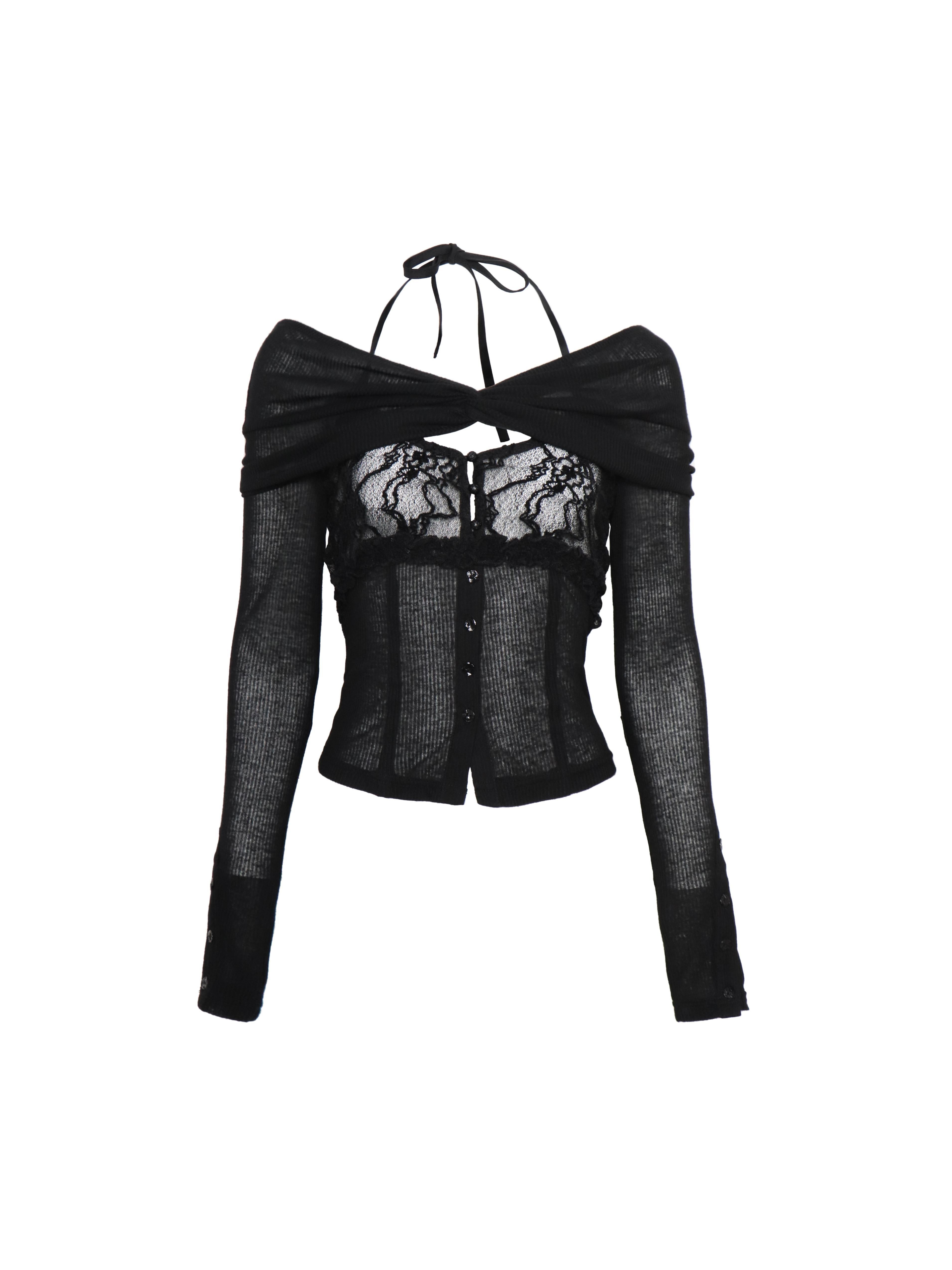 Flowers_birds_Market_Pure_Cotton_Patchwork_Knit_Elegant_Slim_Crop_Women_Black_Short_Sleeve_T-Shirts_MISSTT