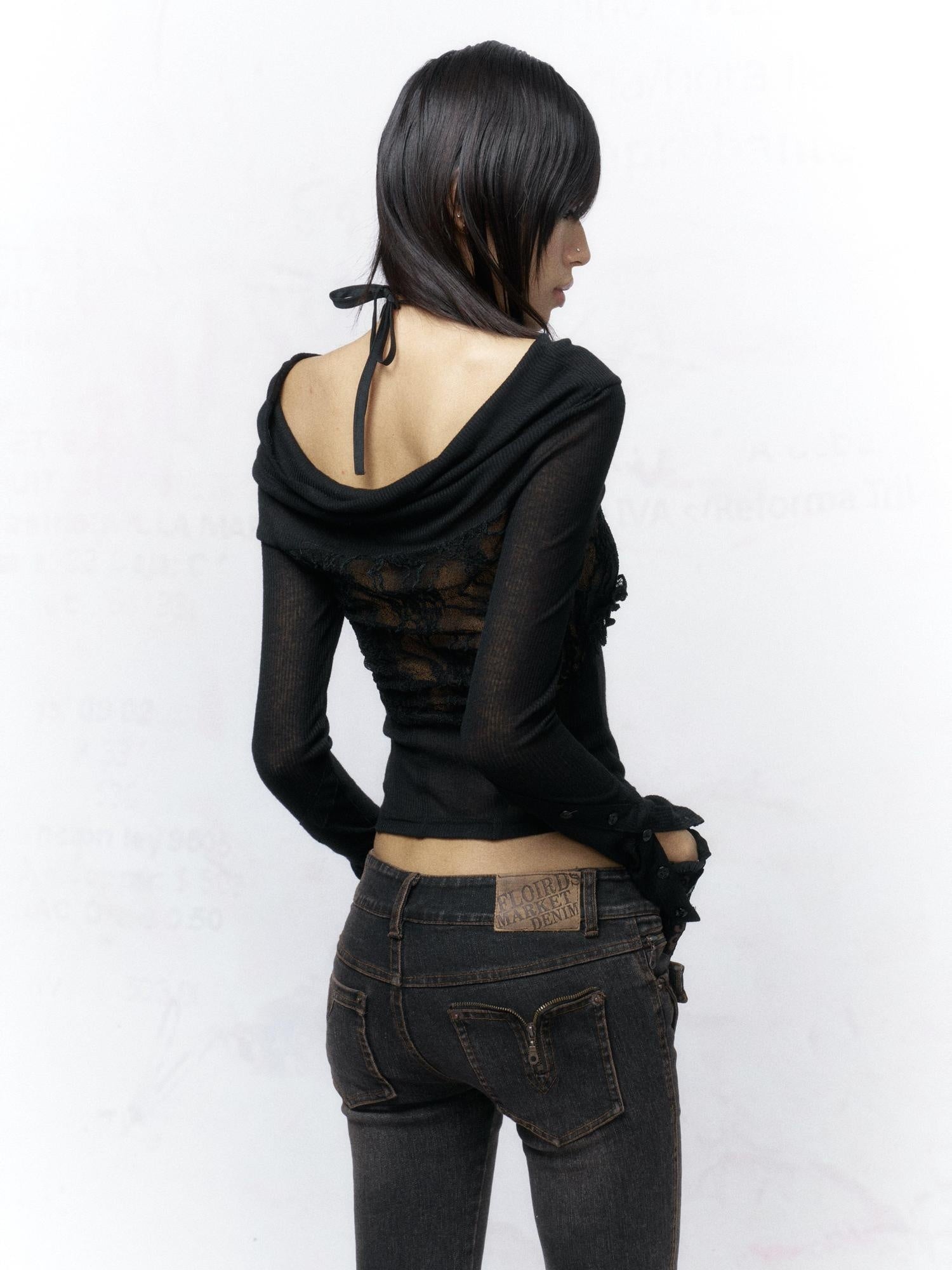 Flowers birds Market Pure Cotton Patchwork Knit Elegant Slim Crop Women Black Short Sleeve T-Shirts