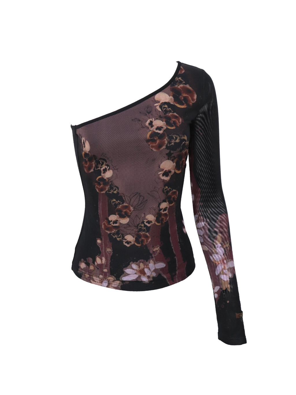 Flowers_birds_Market_Quick_Dry_Sexy_Slim_Floral_Asymmetric_Neckline_Women_Black_Long_Sleeve_T-Shirts_MISSTT