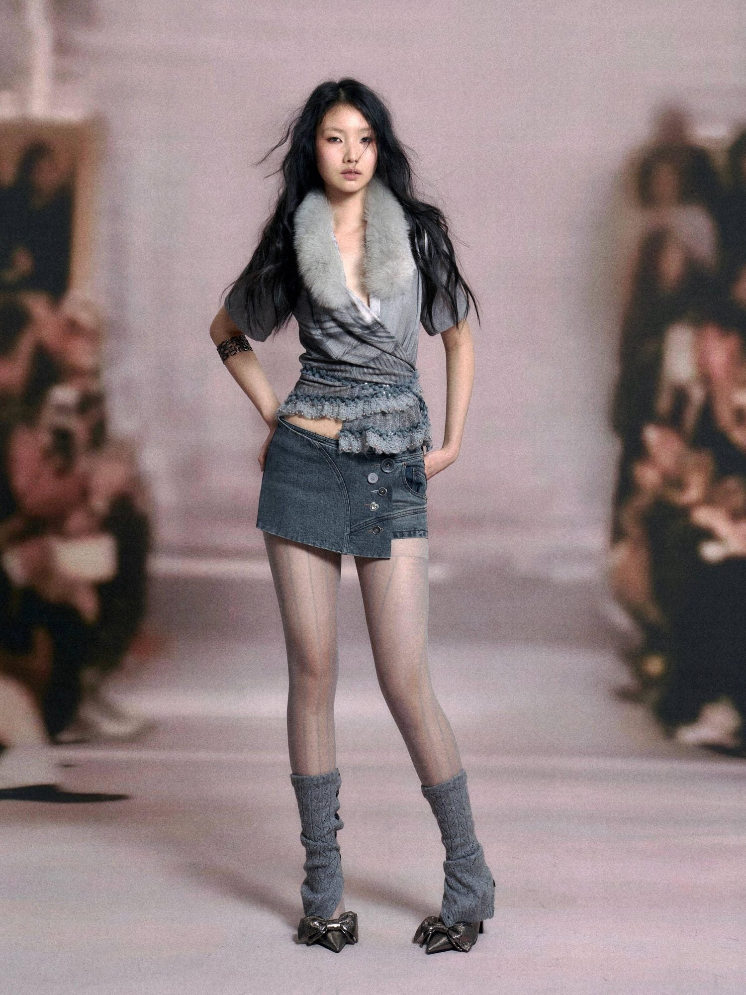 Flowers birds Market Sexy Lined Mid Rise Slim Patchwork Stretch Cotton Women Blue Gray Denim Shorts