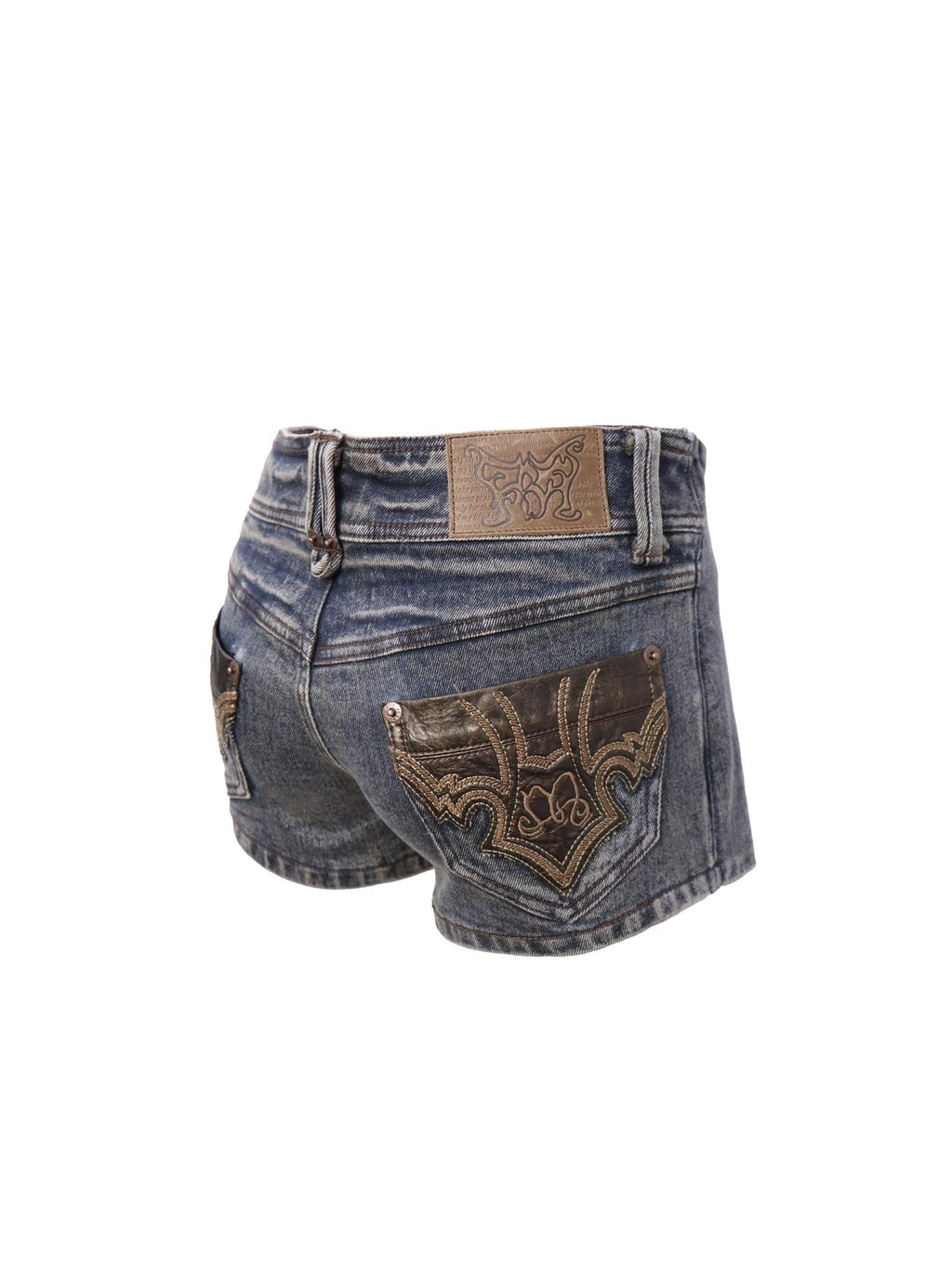 Flowers birds Market Sexy Lined Mid Rise Slim Patchwork Stretch Cotton Women Blue Gray Denim Shorts