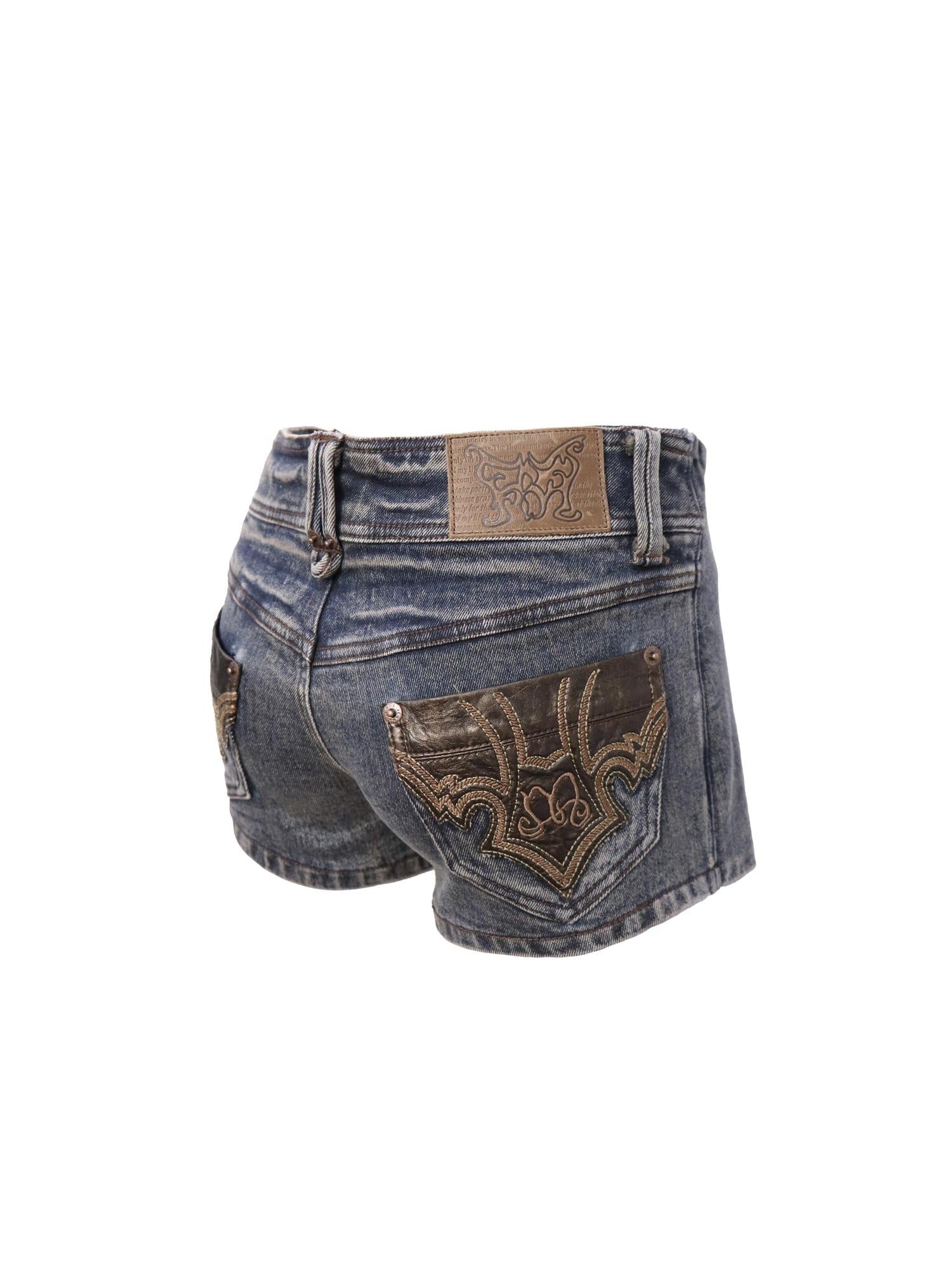 Flowers birds Market Sexy Lined Mid Rise Slim Patchwork Stretch Cotton Women Blue Gray Denim Shorts
