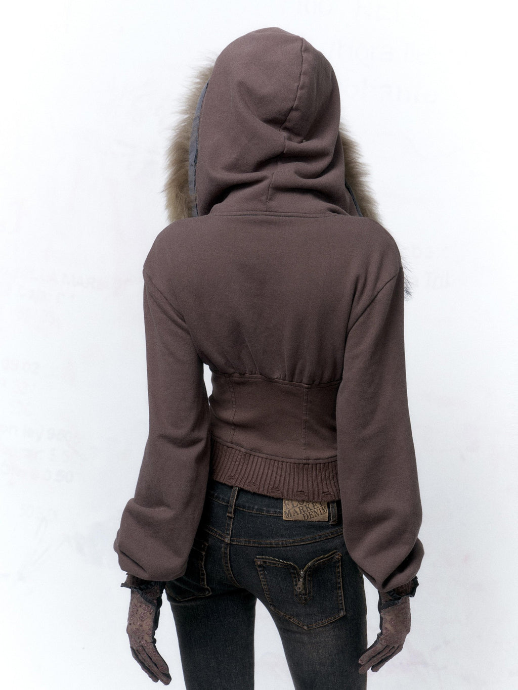 Flowers birds Market Slim Fit Cotton Zip Up Cropped Commuter Style Women Solid Long Sleeve Hoodies