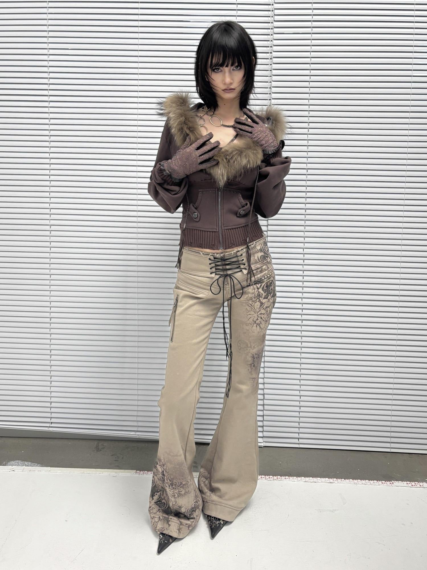 Flowers birds Market Slim Fit Cotton Zip Up Cropped Commuter Style Women Solid Long Sleeve Hoodies