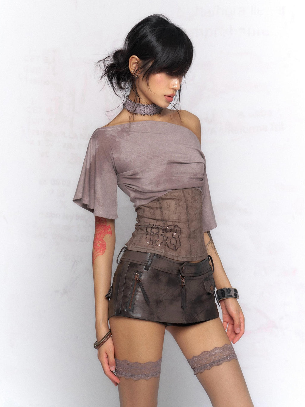 Flowers birds Market Smocked Knit Patchwork Slim Fit Women Floral And Solid Short Sleeve T-Shirts