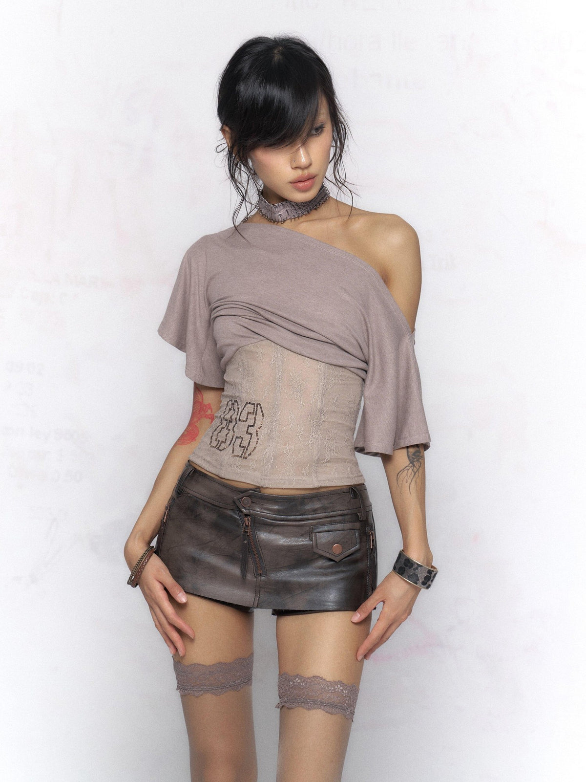 Flowers birds Market Smocked Knit Patchwork Slim Fit Women Floral And Solid Short Sleeve T-Shirts