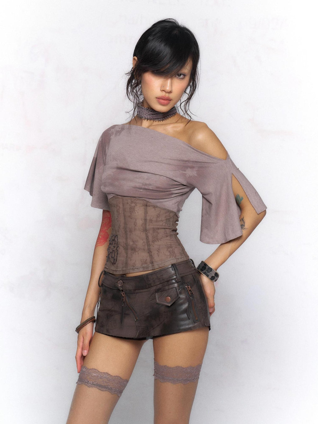 Flowers birds Market Smocked Knit Patchwork Slim Fit Women Floral And Solid Short Sleeve T-Shirts