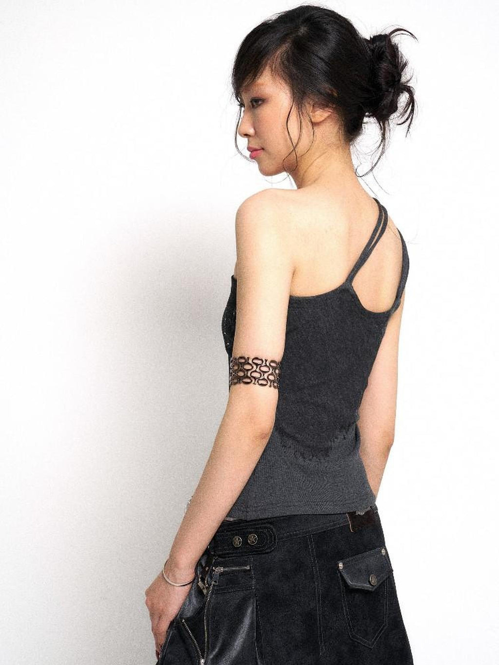 Flowers birds Market Soft Stretch Cotton Letter Print Tie Strap Asymmetric Original Women Camisoles