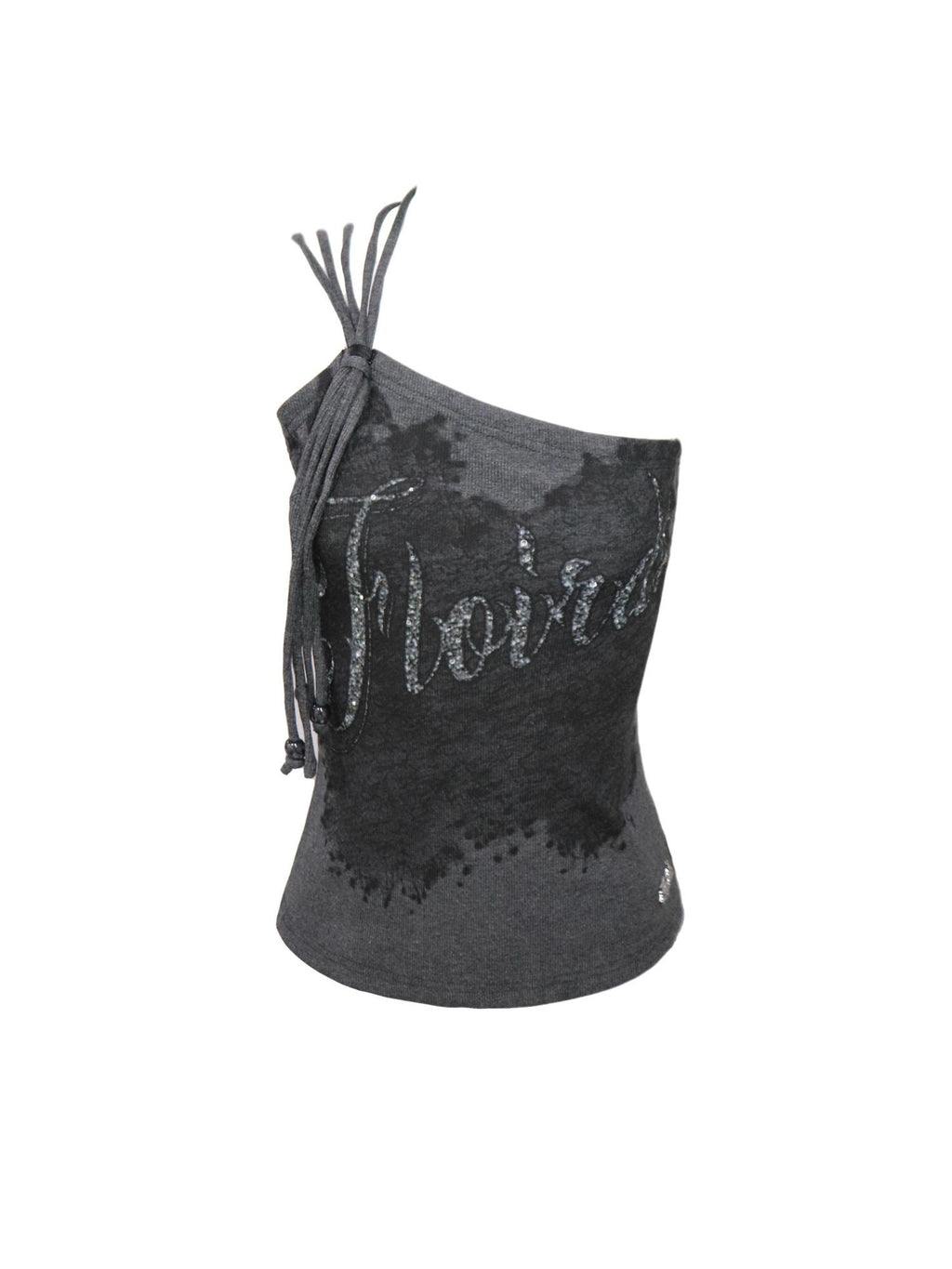 Flowers birds Market Soft Stretch Cotton Letter Print Tie Strap Asymmetric Original Women Camisoles