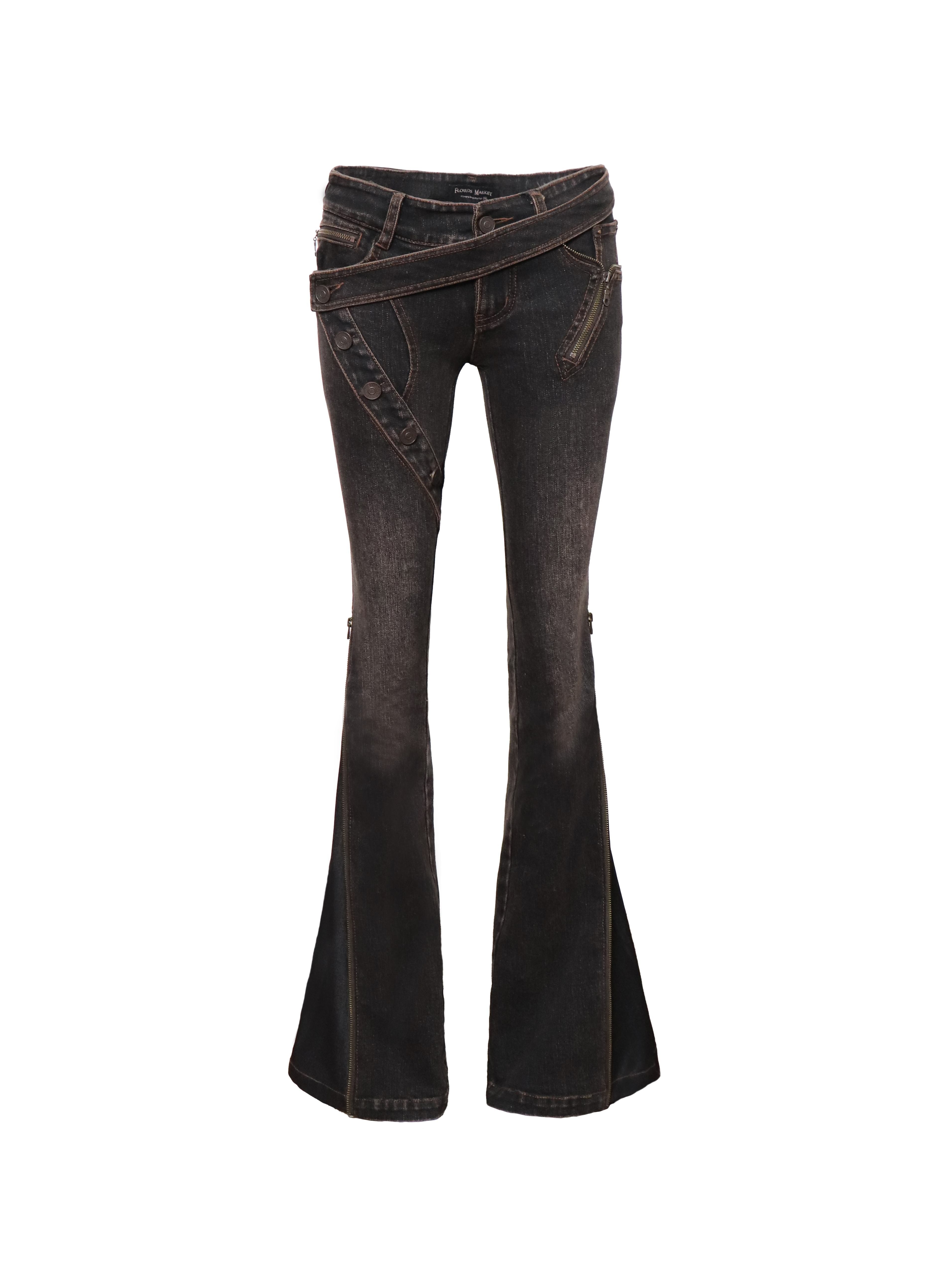 Flowers_birds_Market_Vintage_Washed_Low_Rise_Micro_Flare_Women_Distressed_Cotton_Flare_Jeans_MISSTT